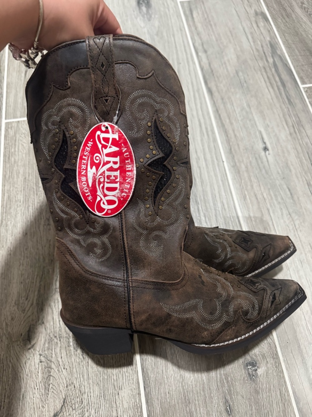Laredo Brown Embroidered Western Cowboy Boots